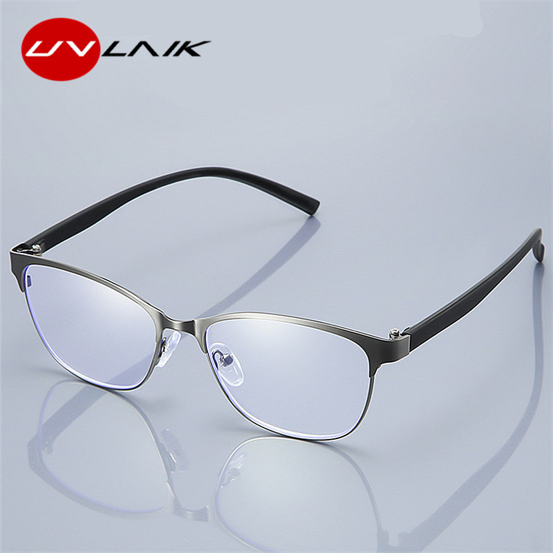 UVLAIK Retro metaliniai katės akių skaitymo akiniai Moteriški presbyopiniai mėlyni šviesą blokuojantys akiniai tėvams Akiniai spyruokliniai vyriai