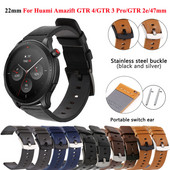 Γνήσιο δερμάτινο λουράκι ρολογιού 20/22 mm για Xiaomi Huami Amazfit GTR 4 47/42 Βραχιόλι Αντικατάστασης βραχιολιού γρήγορης αποδέσμευσης Αξεσουάρ