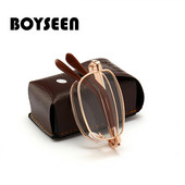 BOYSEEN Ochelari de lectură cu cadru complet din metal cu înălțime pliabilă Ochelari de lectură din rășină +100 până la +600