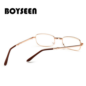 BOYSEEN Метални очила за четене с пълна рамка, сгъваеми, степен на височина, Очила за четене от смола +100 до +600