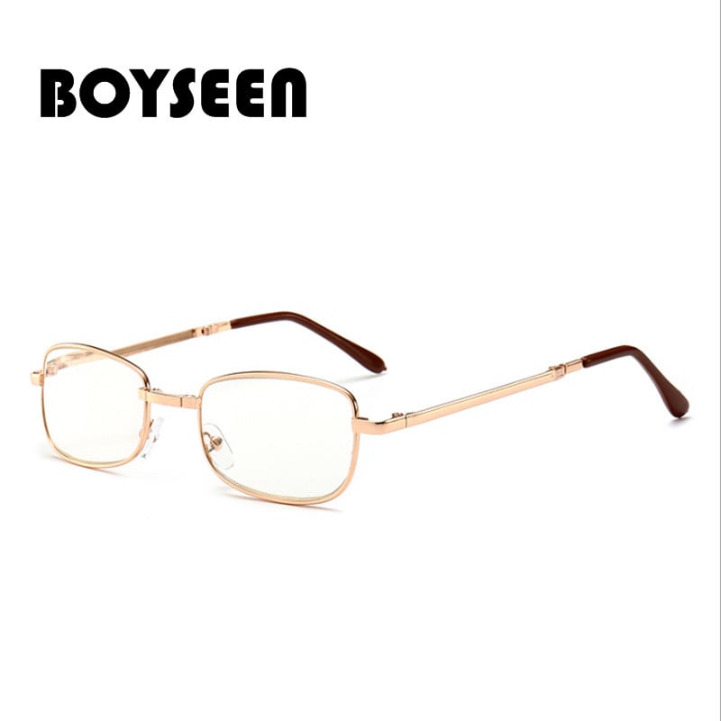 BOYSEEN Ochelari de lectură cu cadru complet din metal cu înălțime pliabilă Ochelari de lectură din rășină +100 până la +600