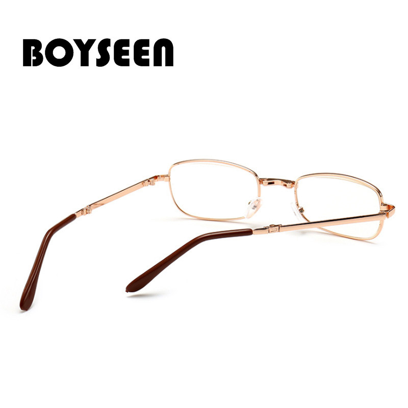 BOYSEEN Ochelari de lectură cu cadru complet din metal cu înălțime pliabilă Ochelari de lectură din rășină +100 până la +600