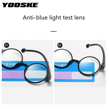 YOOSKE Малки кръгли очила за четене Ретро синя светлина, блокиращи компютърни очила за пресбиопия Жени Мъже Далекогледство Диоптър +1,5 2,0
