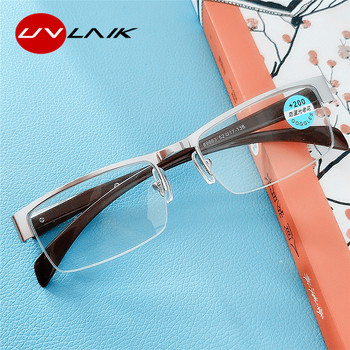 UVLAIK Очила за четене, блокиращи синя светлина Мъжки бизнес CR-39 Асферични очила Прозрачна рамка за очила 1.0 1.5 2.0 2.5 3.0