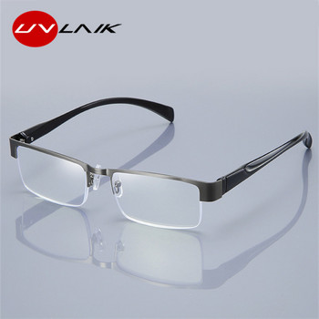 UVLAIK Очила за четене, блокиращи синя светлина Мъжки бизнес CR-39 Асферични очила Прозрачна рамка за очила 1.0 1.5 2.0 2.5 3.0