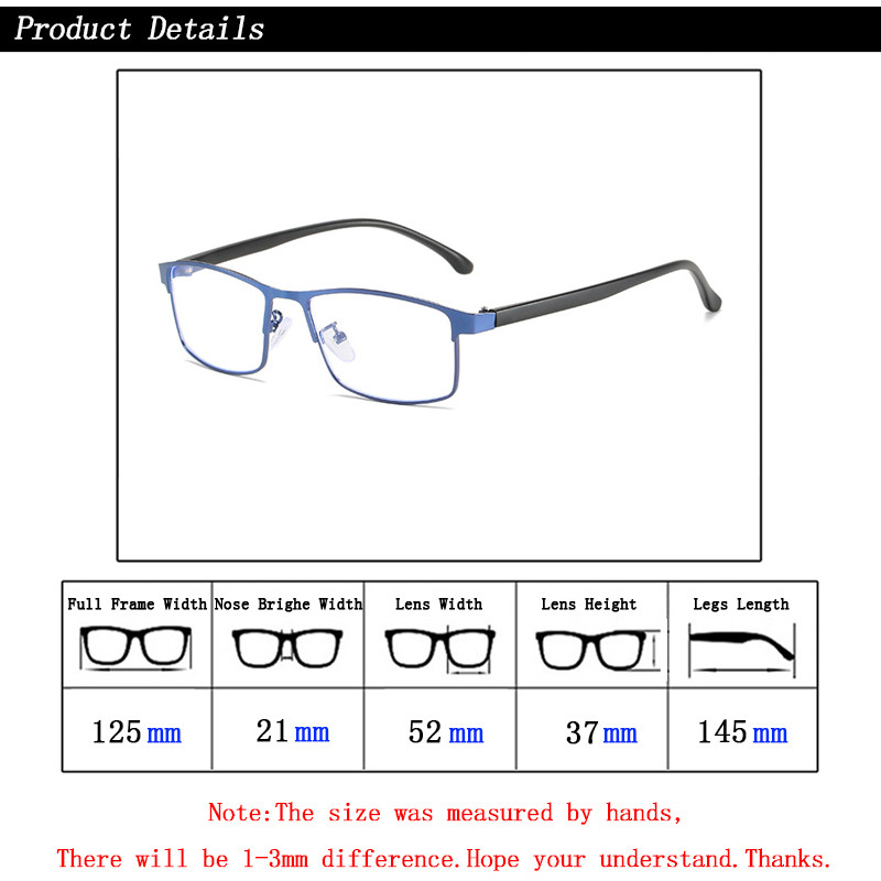 Muške metalne naočale za čitanje protiv plave zrake povećalo muško plavo svjetlo koje blokira prezbiopiju naočale računalne naočale 0,+1.0~+4.0