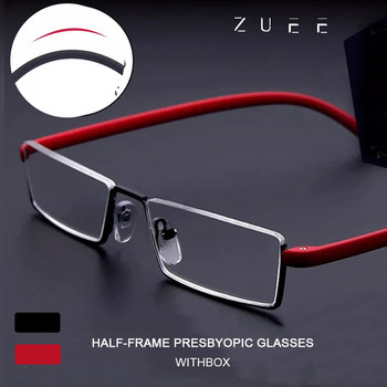 ZUEE Metal Anti-Blue Light Γυαλιά ανάγνωσης Ανδρικοί φακοί πρεσβυωπίας για γυναίκες Ανδρικά γυαλιά γυαλιά υψηλής ευκρίνειας μισού πλαισίου μόδας