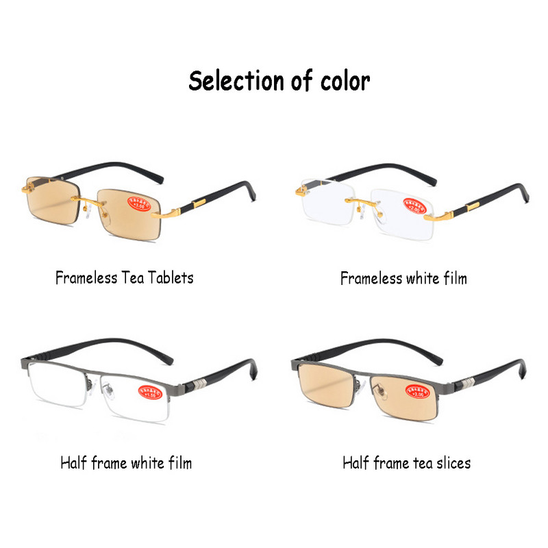 Staklene naočale za čitanje Zilead Žene Muškarci Poslovne naočale za dalekovidnost s poluokvirom HD naočale za čitanje protiv odsjaja Dioptrije +1+1,5+4