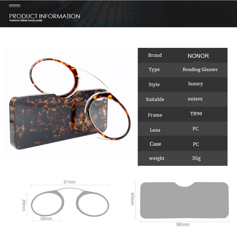 NONOR Clip Nose Mini naočale za čitanje Muškarci Žene Naočale za čitanje Pince-nez dioptrijske naočale TR90 Naočale za čitanje 1.5 2.0 2.5