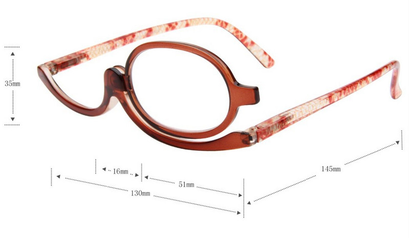 Γυναικεία γυαλιά ανάγνωσης μακιγιάζ Περιστρεφόμενα γυαλιά μακιγιάζ γυαλιά ματιών Presbyopic +1,00 έως +4,0 γυαλιά ανάγνωσης για γυναίκες