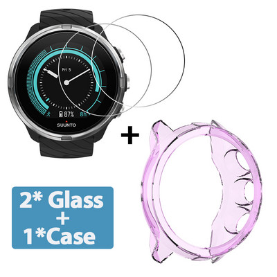2+1 Θήκη προστασίας + Προστατευτικό οθόνης για έξυπνο ρολόι Suunto 9 Προστατευτικό κάλυμμα TPU μεμβράνη από γυαλί σκληρυμένο