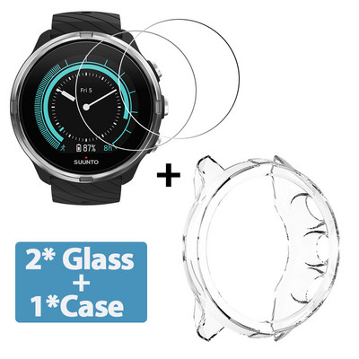 2+1 Θήκη προστασίας + Προστατευτικό οθόνης για έξυπνο ρολόι Suunto 9 Προστατευτικό κάλυμμα TPU μεμβράνη από γυαλί σκληρυμένο