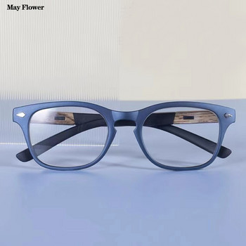 May Flower Square Retro Vintage Wood Reading Glasses Мъжки диоптрични очила Дамски очила за зрение Plus Wood Grain +1,5+2+3,5+4