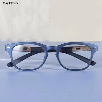 May Flower Square Retro Vintage Wood Reading Glasses Мъжки диоптрични очила Дамски очила за зрение Plus Wood Grain +1,5+2+3,5+4