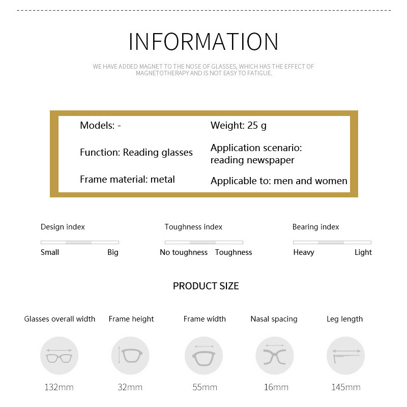 Retro naočale za čitanje Muške poslovne modne naočale Metalni polukvadratni okvir Hiperopija optička dioptrija Ravne naočale od legure