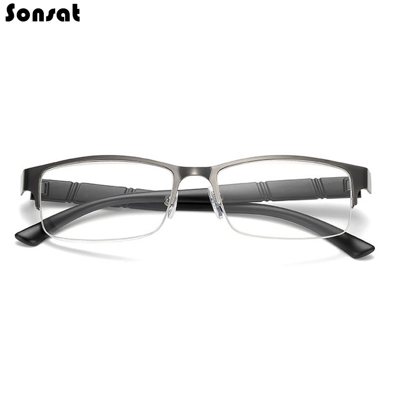 Retro naočale za čitanje Muške poslovne modne naočale Metalni polukvadratni okvir Hiperopija optička dioptrija Ravne naočale od legure