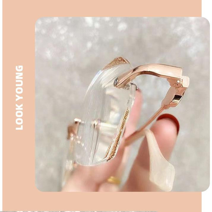 Vrhunske naočale za čitanje Star Flash bez okvira Anti-blue Light Elegantan temperament Ženske naočale za čitanje Ženske retro naočale