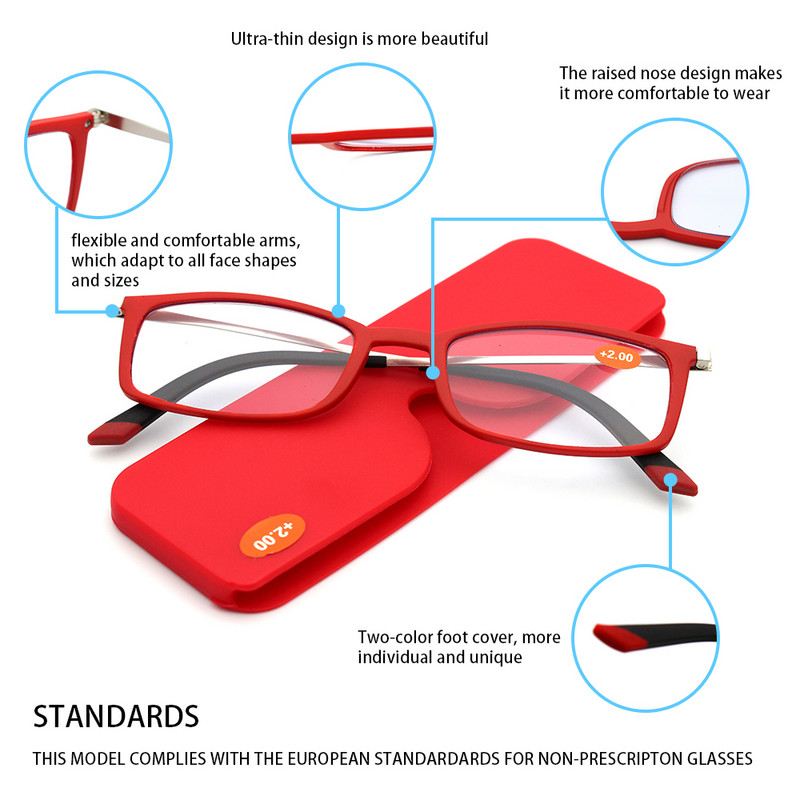 KAEDEK Ultralake naočale za čitanje Muškarci Žene Nesalomljive naočale Naočale od smole visoke razlučivosti Dioptrijske naočale za prezbiopiju