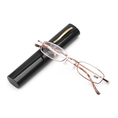 Ochelari de lectură din rășină, unisex, cu cadru din oțel inoxidabil, 1,00-4,00, cu carcasă tubulară, ochelari de ochi prezbiopi, anti-oboseală, pliabili