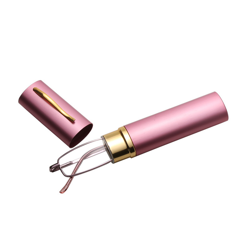 Μόδα Unisex Γυαλιά ανάγνωσης Ρητίνης σκελετού από ανοξείδωτο ατσάλι 1.00-4.00 με πτυσσόμενη θήκη σωλήνα κατά της κούρασης Πρεσβυωπικά γυαλιά