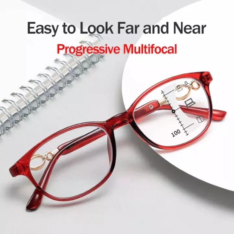 Anti-sinised heledad multifokaalsed lugemisprillid Naiste mood Progressiivsed prillid Retseptiprillid Dioptrid +1,0 kuni +4,0