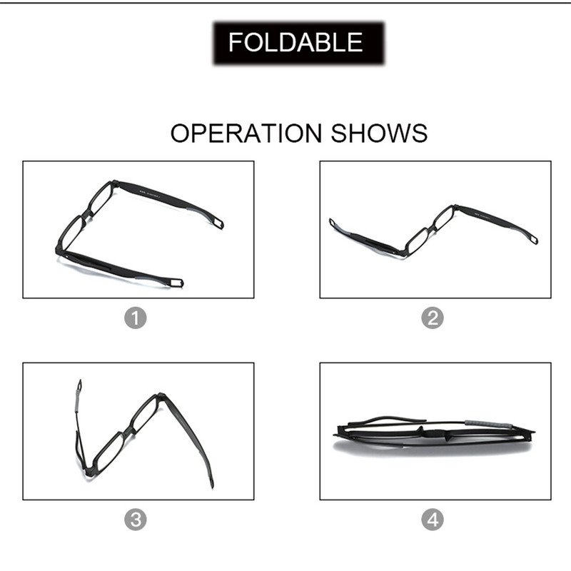 Skaitymo akiniai Vyriški Moteriški Sukami sulankstomi nešiojamieji akiniai su dėklu Mėlyni šviesą blokuojantys akiniai Presbyopical Akiniai Akiniai