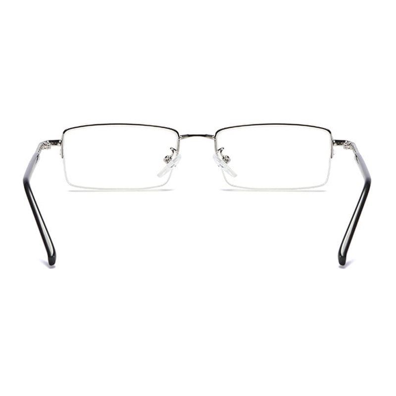 Ochelari de lectură cu jumătate de cadru din metal ultraușor Anti-lumină albastră Ochelari de lectură argintii Bărbați Femei Ochelari pentru prezbiopie Ochelari cu lentile clare +1,0 ~ 4,0