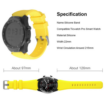 Силиконова каишка с примка за Ticwatch Pro 2020/Pro 3 GPS/E2/S2 Каишка за смарт часовник Силиконови каишки за TicWatch E Tic Watch 2 Correa