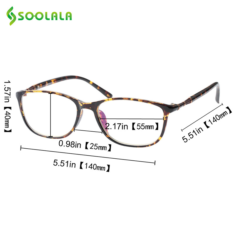 SOOLALA Nadrozmerné okuliare na čítanie TR90 pre ženy a mužov, celorámové okuliare s čírymi šošovkami, rám pre dámy, okuliare na čítanie +0,5/0,75/4,0