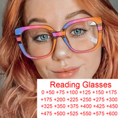 Rainbow Ogroman četvrtasti okvir za naočale za čitanje Ženska modna luksuzna marka Dioptrijske naočale s velikim okvirom Ženske dalekovidne +3 +4