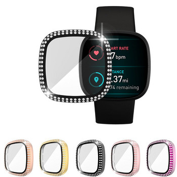 Full Around Bling Rhinestone Watch Shell PC Case Cover Screen Protector Bumper For Fitbit VERSA 3/Sense Band Аксесоари