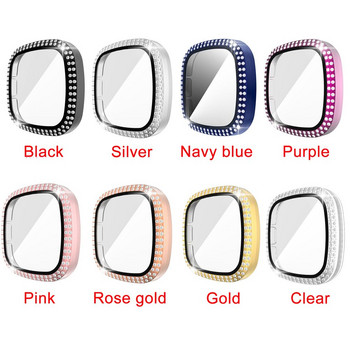 Full Around Bling Rhinestone Watch Shell PC Case Cover Screen Protector Bumper For Fitbit VERSA 3/Sense Band Аксесоари