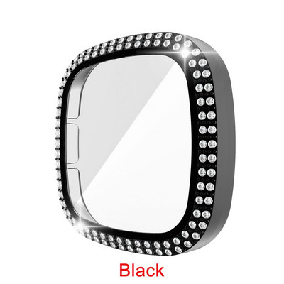 Full Around Bling Rhinestone Watch Shell PC tok borító képernyővédő lökhárító Fitbit VERSA 3/Sense Band tartozékokhoz