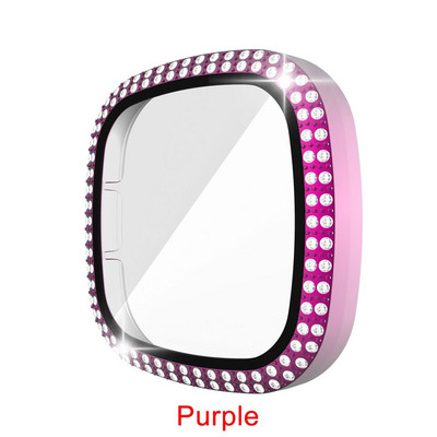 Full Around Bling Rhinestone Watch Shell PC tok borító képernyővédő lökhárító Fitbit VERSA 3/Sense Band tartozékokhoz