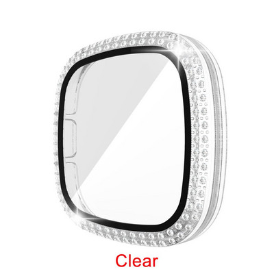 Full Around Bling Rhinestone Watch Shell PC tok borító képernyővédő lökhárító Fitbit VERSA 3/Sense Band tartozékokhoz