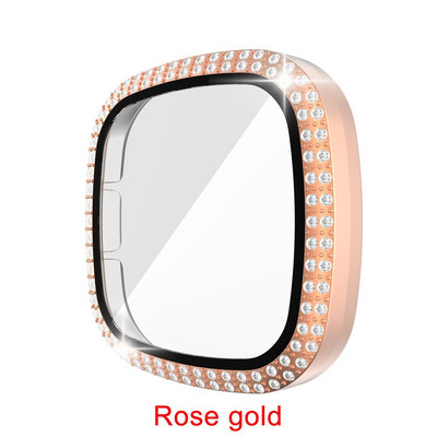 Full Around Bling Rhinestone Watch Shell PC tok borító képernyővédő lökhárító Fitbit VERSA 3/Sense Band tartozékokhoz