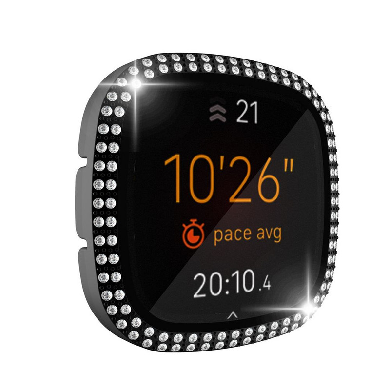 Full Around Bling Rhinestone Watch Shell PC tok borító képernyővédő lökhárító Fitbit VERSA 3/Sense Band tartozékokhoz