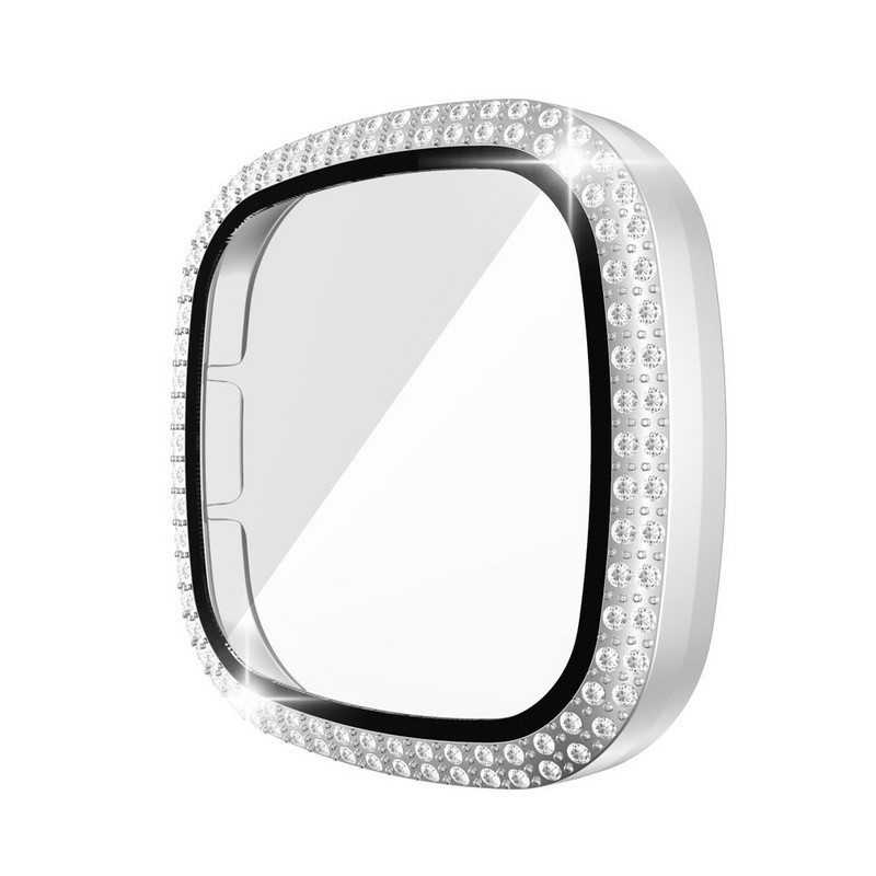 Full Around Bling Rhinestone Watch Shell PC tok borító képernyővédő lökhárító Fitbit VERSA 3/Sense Band tartozékokhoz