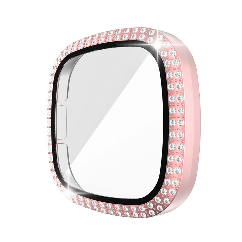 Full Around Bling Rhinestone Watch Shell PC tok borító képernyővédő lökhárító Fitbit VERSA 3/Sense Band tartozékokhoz