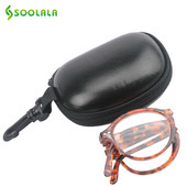 Soolala Femei Bărbați Ochelari de lectură pliabili cu husă din piele Buzunar Sticlă de lectură +1,0 1,25 1,5 1,75 2,0 2,25 2,5 2,75 3,0 3,5 4,0