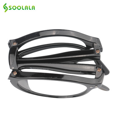 Soolala Femei Bărbați Ochelari de lectură pliabili cu husă din piele Buzunar Sticlă de lectură +1,0 1,25 1,5 1,75 2,0 2,25 2,5 2,75 3,0 3,5 4,0