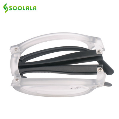 Soolala Femei Bărbați Ochelari de lectură pliabili cu husă din piele Buzunar Sticlă de lectură +1,0 1,25 1,5 1,75 2,0 2,25 2,5 2,75 3,0 3,5 4,0