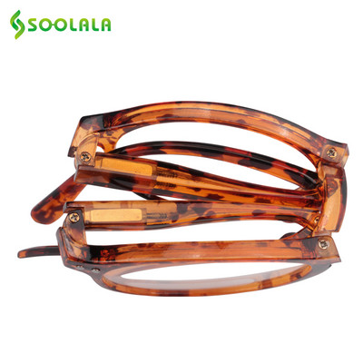 Soolala Femei Bărbați Ochelari de lectură pliabili cu husă din piele Buzunar Sticlă de lectură +1,0 1,25 1,5 1,75 2,0 2,25 2,5 2,75 3,0 3,5 4,0