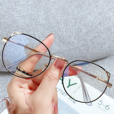 Ochelari pentru miopie finisați în tendințe Bărbați Femei Ochelari de vedere Cat Eye Ramă metalică Vintage Designer Glod Silver -0,5 1,0 1,5 2,0 2,5 3,0 3,5