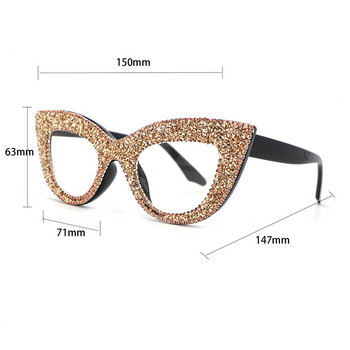Μόδα γυαλιά ανάγνωσης Rhinestone Spec Anti Blue Ray For Women Πολυτελή γυαλιά γάτας γυαλιά σκελετό γυαλιά υπερμετρωπίας