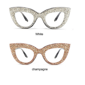 Μόδα γυαλιά ανάγνωσης Rhinestone Spec Anti Blue Ray For Women Πολυτελή γυαλιά γάτας γυαλιά σκελετό γυαλιά υπερμετρωπίας