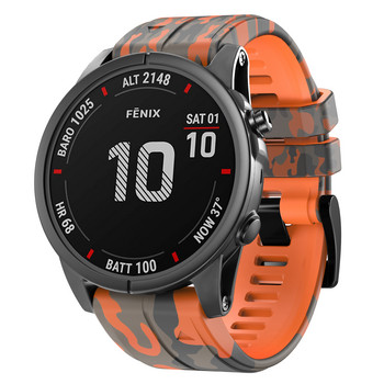 22 Βραχιόλι 26mm Quickfit Camouflage από σιλικόνη για Garmin Fenix 7 7X 5 5XPlus 6X 6Pro Epix 935 Enduro2 Smartwatch Bracelet