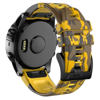 22 Βραχιόλι 26mm Quickfit Camouflage από σιλικόνη για Garmin Fenix 7 7X 5 5XPlus 6X 6Pro Epix 935 Enduro2 Smartwatch Bracelet