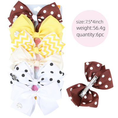 ncmama 6Pcs/set 5" JOJO mašne Mašne za kosu za djevojčice Štipaljke za kosu Ukosnice za kosu za djecu Modni dodaci za kosu za zabavu