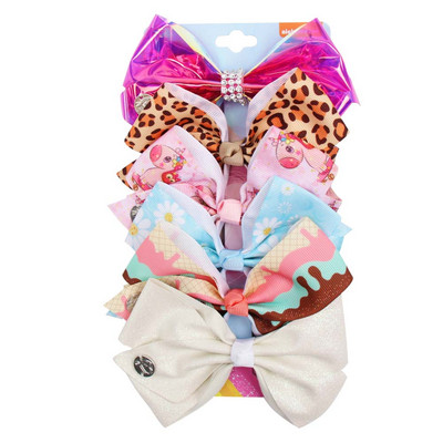 ncmama 6Pcs/set 5" JOJO mašne Mašne za kosu za djevojčice Štipaljke za kosu Ukosnice za kosu za djecu Modni dodaci za kosu za zabavu